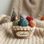 Personalized 2D Knitting Basket Christmas Tree Acrylic Ornament with Name Tree Decoration Christmas Gift for Knitting Lovers