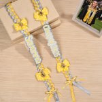 Personalized Polka Dot Bow Rhinestone Two-Colored Braided Graduation Ribbon Lei with Texts Graduation Party Gift for Graduates
