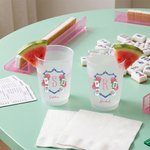 Henkilökohtainen Mahjong Teema Vaaleanpunainen Hydrangea Huurteinen Muovikuppi Initial ja nimi Mahjong Club Syntymäpäivälahja Preppy Girl Mahjong Loverille