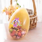 Huevo de Pascua rellenable personalizado con el nombre de un conejito arco iris de dibujos animados para la fiesta de Pascua Regalo para niños Niñas