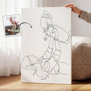 Personalized Black and White Line Drawing Canvas Prints Home Decor  Ship from USA Birthday Mother's Day Gift for Couple Mom