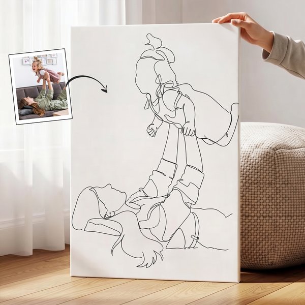 Personalized Black and White Line Drawing Canvas Prints Home Decor  Ship from USA Birthday Mother's Day Gift for Couple Mom