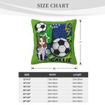 Personalised Cartoon Soccer Character Graffiti Design Soft Cushion Cover with Name Home Decor Game Day Team Gift for Soccer Player Lover
