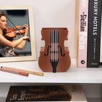 Personalized Multicolor Violin-Shaped Flower Pot Pencil Holder with Name Desk Decor Birthday Gift for Family Friend Music Lover