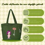 Gepersonaliseerde Grote Ribfluwelen Draagtas met Schattige Cartoonfiguur Geboortebloem en Naam voor Dagelijks Gebruik Verjaardagscadeau voor Vrouwen