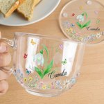 Personalised Crystal Birth Flower 16 oz Clear Glass Mug with Coaster and Name Birthday Mother's Day Gift for Mom Grandma