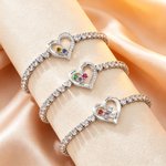 Personalised Love Knot Zircon 2-4 Birthstones Adjustable Bracelet with Name Anniversary Birthday Mother's Day Gift for Mom Grandma