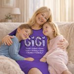 Personalisierte Gänseblümchen Titel Multicolor Lounge Pyjamas Nachthemd mit 1-16 Namen und Taschen täglich tragen Geburtstag Muttertag Geschenk für Oma Mom