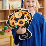 Personalised Graduation Plush Bear Flower Soft Cushion with Name Graduation Gift for Class of 2026