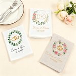 Personalised Watercolor Rings Eucalyptus Leaf Wreath Napkin with Name and Date Table Decor Wedding Anniversary Gift for Bride Newlywed
