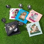 Personalized Cute Pet Photo PU Leather Absorbent Golf Ball Towel with Name and Retractable Clip Golf Accessories Birthday Gift for Golf Lovers