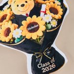 Personalised Graduation Plush Bear Flower Soft Cushion with Name Graduation Gift for Class of 2026