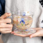 Personalised Crystal Birth Flower 16 oz Clear Glass Mug with Coaster and Name Birthday Mother's Day Gift for Mom Grandma