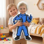 Personalized Cartoon Racing Car Funny Face Photo Human-Shaped Throw Pillow Home Decor Birthday Car Race Gift for Racing Lovers Kids