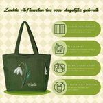 Gepersonaliseerde Grote Ribfluwelen Tas met Geboortebloem en Naam voor Dagelijks Gebruik Reizen of als Verjaardagscadeau voor Vrouwen