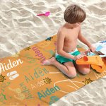 Gepersonaliseerde Zachte Sneldrogende Strandlaken met Kleurrijke Zonnebril Patroon en Naam Vakantie Strandaccessoires Cadeau voor Familie