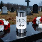 Personalisiertes Solar Grablicht mit Blumen Taube und Schmetterling | Widmung und Namen | Garten | Friedhof | Erinnerung Geschenk für Hinterbliebene