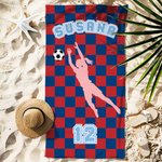 Toalla de playa deportiva personalizada extragrande de secado rápido diseño de fútbol con nombre y número regalo de cumpleaños para amantes del fútbol