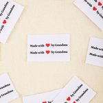 Juego de 10 etiquetas de texto personalizadas Made with Heart para coser ropa y artículos hechos a mano Regalo de cumpleaños para amantes de las manualidades DIY Knitting
