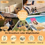 Personalisiertes Strandtuch mit Cartoon-Frau am Strand | mit Namen | schnelltrocknend | Strandparty Geburtstag Geschenk für Frauen und Freundinnen