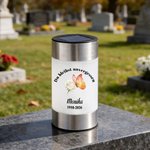 Personalisiertes Solar Grablicht mit Blumen Taube und Schmetterling | Widmung und Namen | Garten | Friedhof | Erinnerung Geschenk für Hinterbliebene