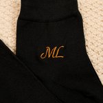 Personaliserte broderte monogram 100% bomullssokker for menn med navn Bryllupsfestgave til forretningsmann Officer Groomsman Groom