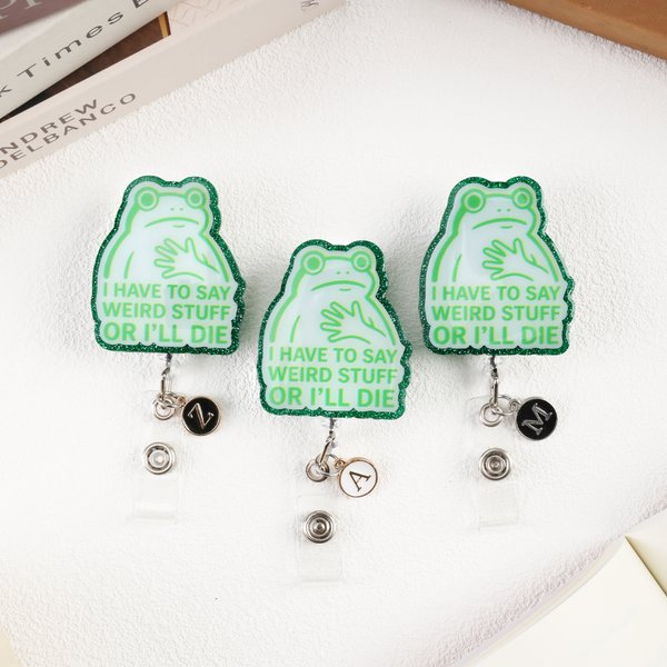 Henkilökohtainen minun täytyy sanoa outoja asioita tai kuolen hauska sammakko Badge Lanyard kanssa Initial Hoitajien päivä Opettajien päivä lahja opettajalle Sairaanhoitaja
