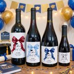 Gepersonaliseerde Bow She Did It Waterdichte Wijnfles Stickers Etiketten met Naam Jaar Afstudeergeschenk voor Afgestudeerden