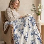 Personalized Retro Birth Flower Tassel Soft Throw Blanket with Name Mother's Day Birthday Gift for Grandma Mom