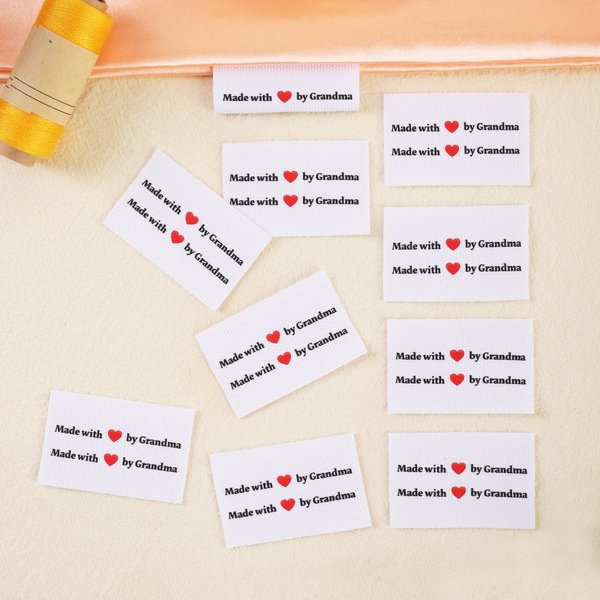 Gepersonaliseerde Made with Heart Naailabels Tekst Labels Set van 10 voor Kleding Handmade Item Verjaardagscadeau voor breiende DIY Craft Lovers