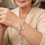 Personalised Love Knot Zircon 2-4 Birthstones Adjustable Bracelet with Name Anniversary Birthday Mother's Day Gift for Mom Grandma