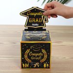 Personalized Graduation Cap Pattern Pull Out Money Holder Gift Box with Name and 30 Pcs Transparent Bags Graduation Gift for Graduates