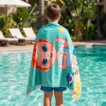 Personalized Cartoon Kid Character Marine Theme Oversized Quick Dry Beach Towel with Name Birthday Summer Vacation Accessories Gift for Boys Girls