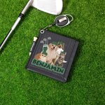 Personalized Cute Pet Photo PU Leather Absorbent Golf Ball Towel with Name and Retractable Clip Golf Accessories Birthday Gift for Golf Lovers