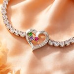 Personalised Love Knot Zircon 2-4 Birthstones Adjustable Bracelet with Name Anniversary Birthday Mother's Day Gift for Mom Grandma