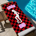 Toalla de playa deportiva personalizada extragrande de secado rápido diseño de fútbol con nombre y número regalo de cumpleaños para amantes del fútbol