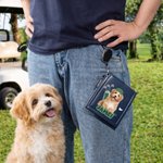 Personalized Cute Pet Photo PU Leather Absorbent Golf Ball Towel with Name and Retractable Clip Golf Accessories Birthday Gift for Golf Lovers