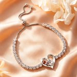 Personalised Love Knot Zircon 2-4 Birthstones Adjustable Bracelet with Name Anniversary Birthday Mother's Day Gift for Mom Grandma