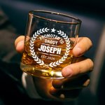 Personalised Promoted to Daddy Old-Fashioned 10 oz Whiskey Glass with Names Daily Use Father's Day Anniversary Gift for Father