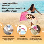 Personalisiertes Strandtuch mit Cartoon-Frau am Strand | mit Namen | schnelltrocknend | Strandparty Geburtstag Geschenk für Frauen und Freundinnen