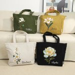 Gepersonaliseerde Grote Ribfluwelen Tas met Geboortebloem en Naam voor Dagelijks Gebruik Reizen of als Verjaardagscadeau voor Vrouwen