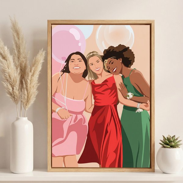 Personliga minimalistiska Bestie Photo Giclee Canvas-tryck skickas från USA Heminredning Housewarming Födelsedagspresent för systrar Vänner