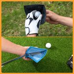 Personalized Cute Pet Photo PU Leather Absorbent Golf Ball Towel with Name and Retractable Clip Golf Accessories Birthday Gift for Golf Lovers