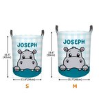 Personalisierte Cartoon Tiere Plaid große Kapazität Wäschekorb mit Namen und Griff Nursery Decor Geburtstagsgeschenk für Kinder
