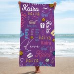 Gepersonaliseerde Zachte Sneldrogende Strandlaken met Kleurrijke Zonnebril Patroon en Naam Vakantie Strandaccessoires Cadeau voor Familie
