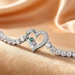 Personalised Love Knot Zircon 2-4 Birthstones Adjustable Bracelet with Name Anniversary Birthday Mother's Day Gift for Mom Grandma