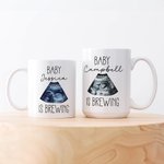 Personalised Baby Is Brewing Ultrasound Photo Ceramic Mug with Name Pregnancy Announcement Gender Reveal Party Gift for Expecting Parents