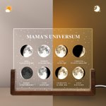 Gepersonaliseerd Acryl LED Maanfase Nachtlampje met Houten Voetstuk met Naam en Datum Bureaudecoratie Verjaardagscadeau voor Familie en Vrienden