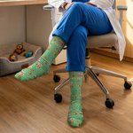 Personalized Cute Cat Stethoscope Pet Cage Bone Pattern Mid-Calf Soft Socks with Name Casual Daily Wear Fun Friday Gift for Veterinarians