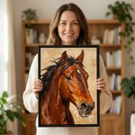 Peinture à l'Huile Personnalisée Texture Style Portrait de Cheval Impression sur Toile Encadrée avec Nom Décoration de Maison Envoi depuis les USA Cadeau de pendaison de crémaillère pour les propriéta